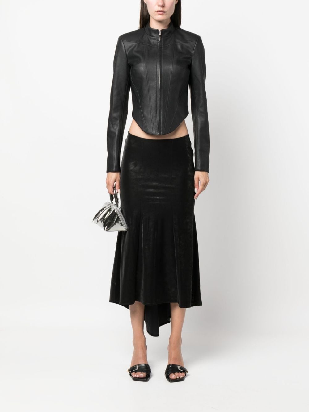 corset faux-leather biker jacket - 2