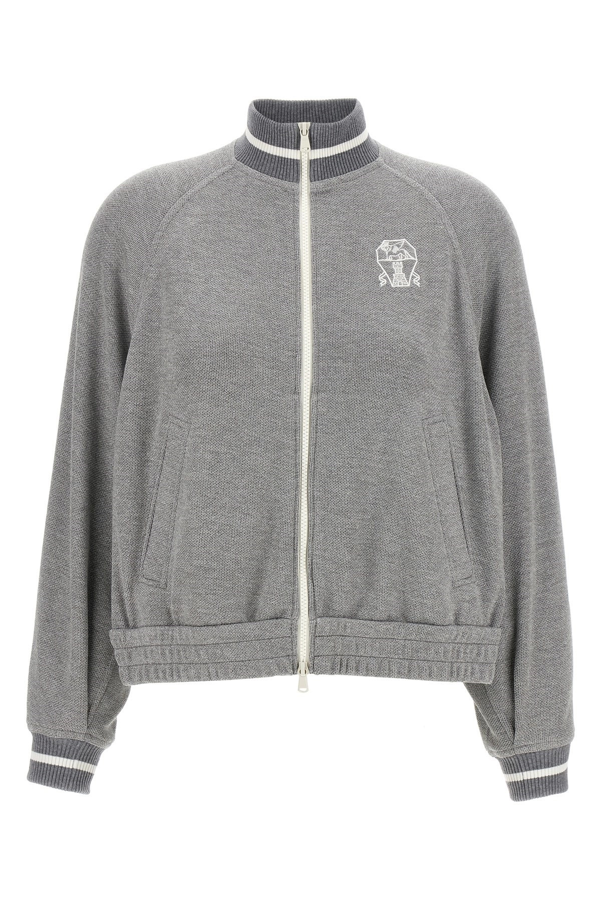 Logo embroidery lamé sweatshirt - 1