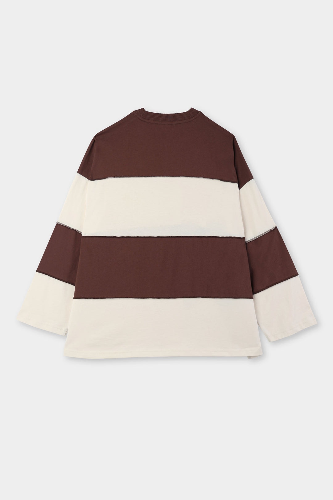 PANEL LONGSLEEVE T-SHIRT / brown & cream stripes - 4