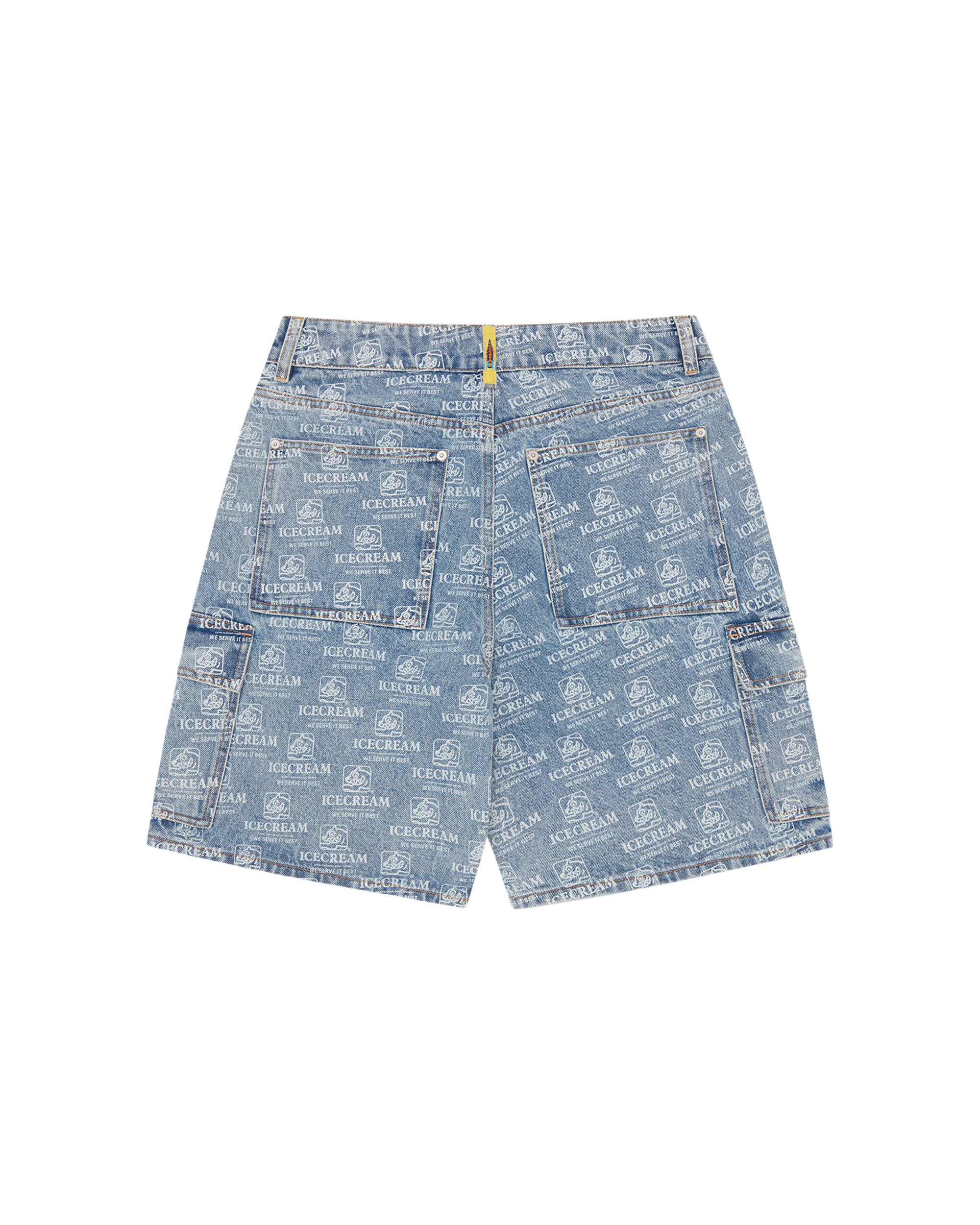REPEAT PRINT DENIM CARGO SHORTS - 2