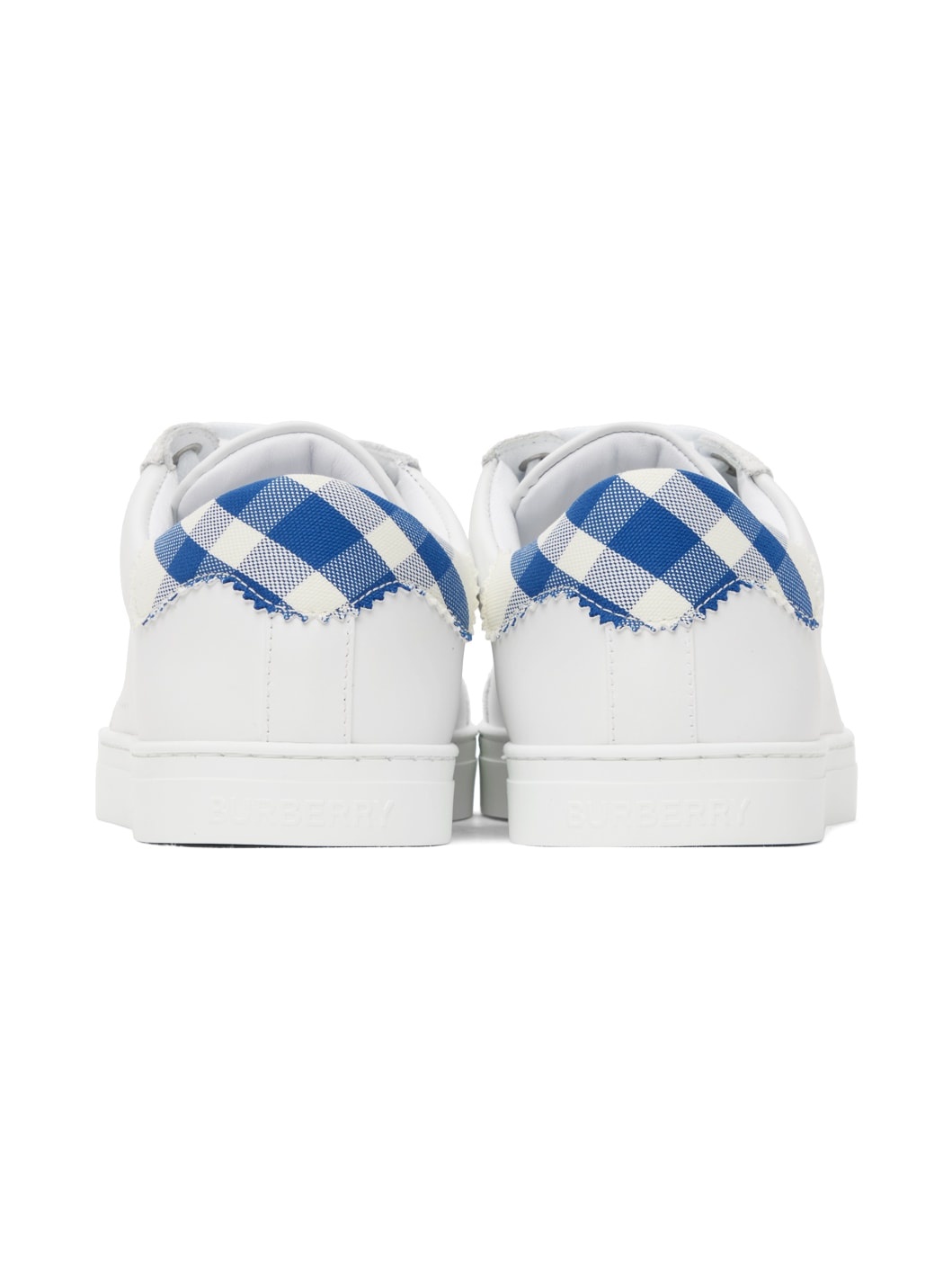 White & Blue Checked Sneakers - 2