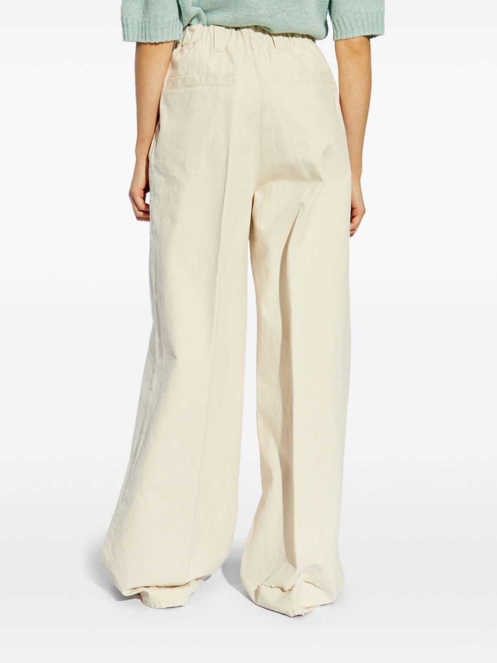 cotton wide-leg trousers - 4
