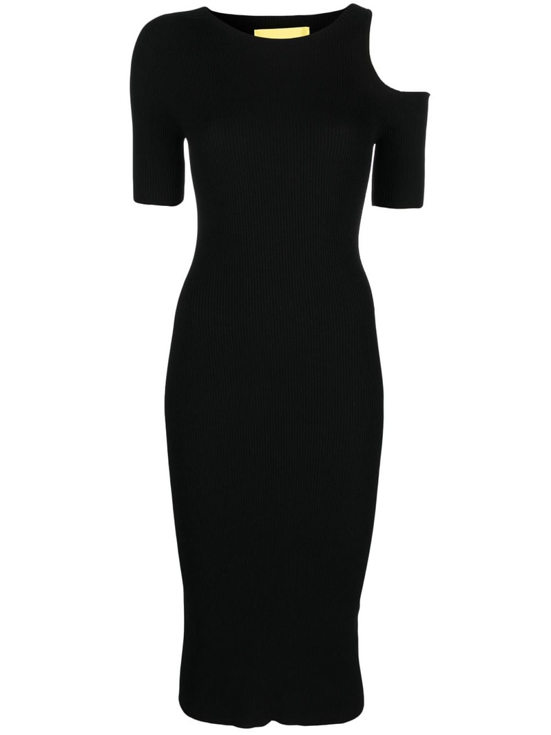 cut-out ribbed 미디 드레스 1