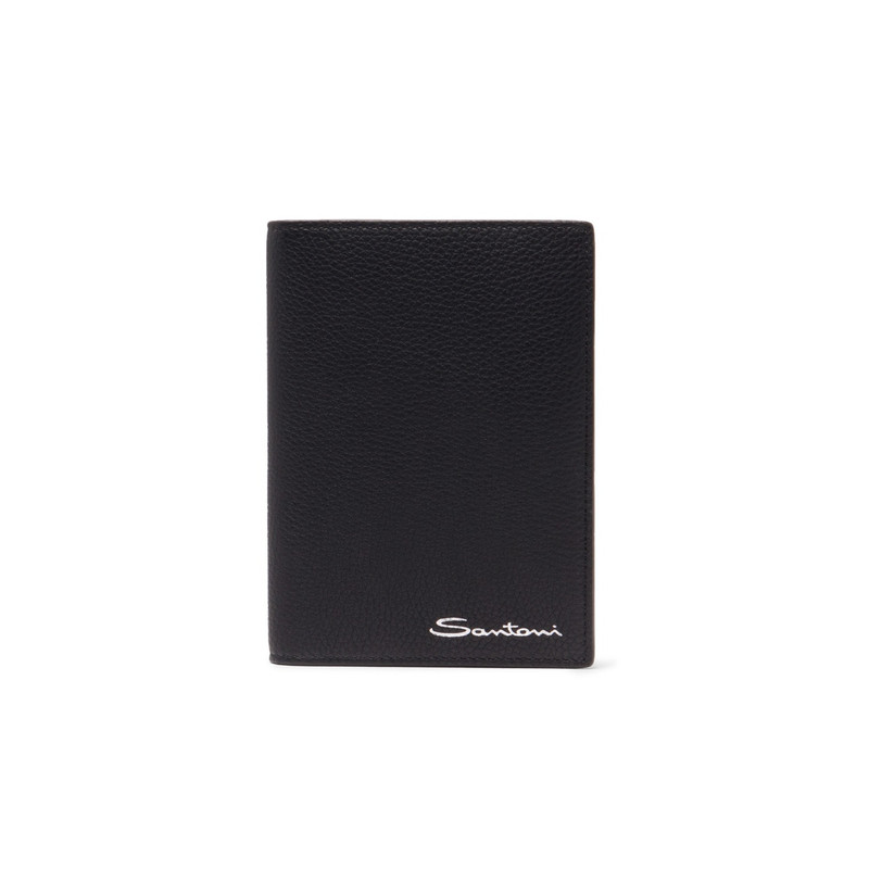Black tumbled leather passport case 1