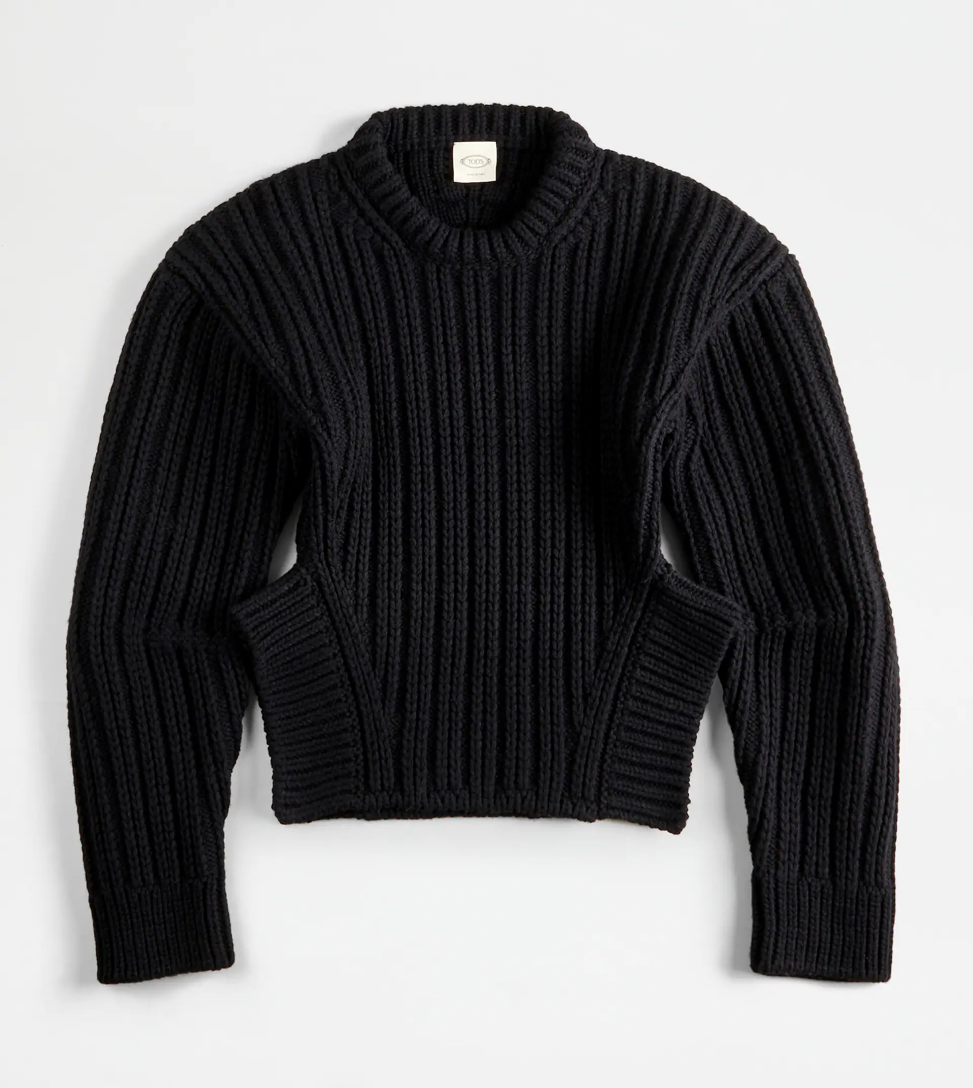 CASHMERE BLEND ROUND NECK JUMPER - BLACK - 1