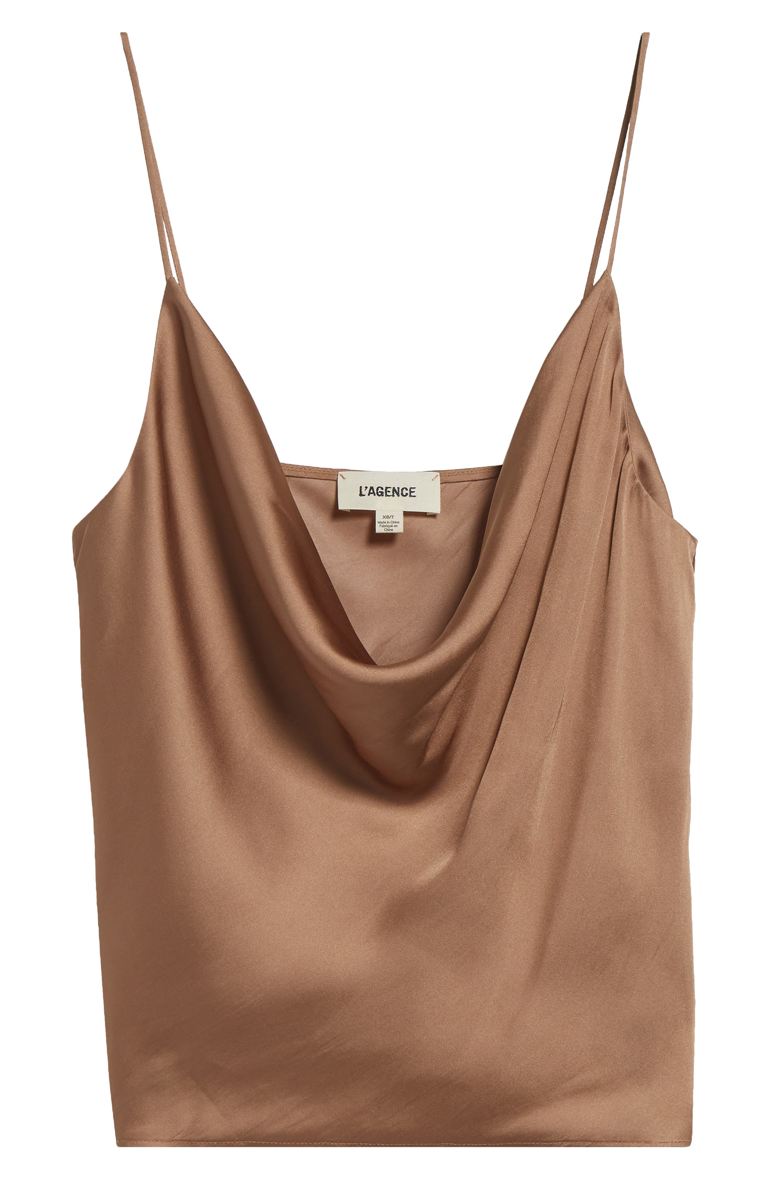 L'AGENCE Calista Cowl Neck Satin Camisole in Ginger Snap at Nordstrom - 5