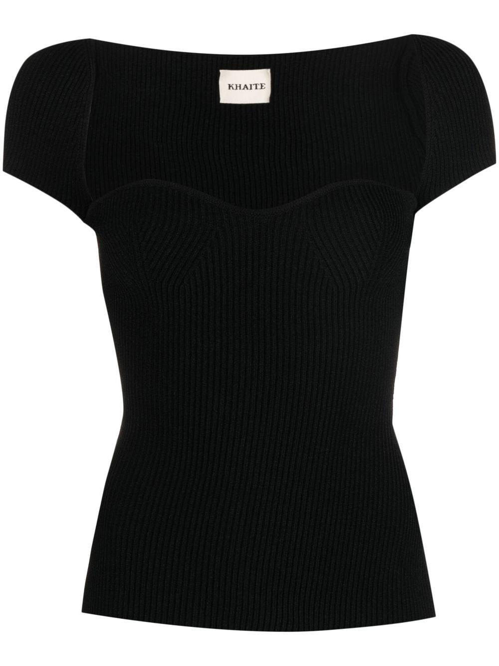 sweetheart-neck knitted top - 1