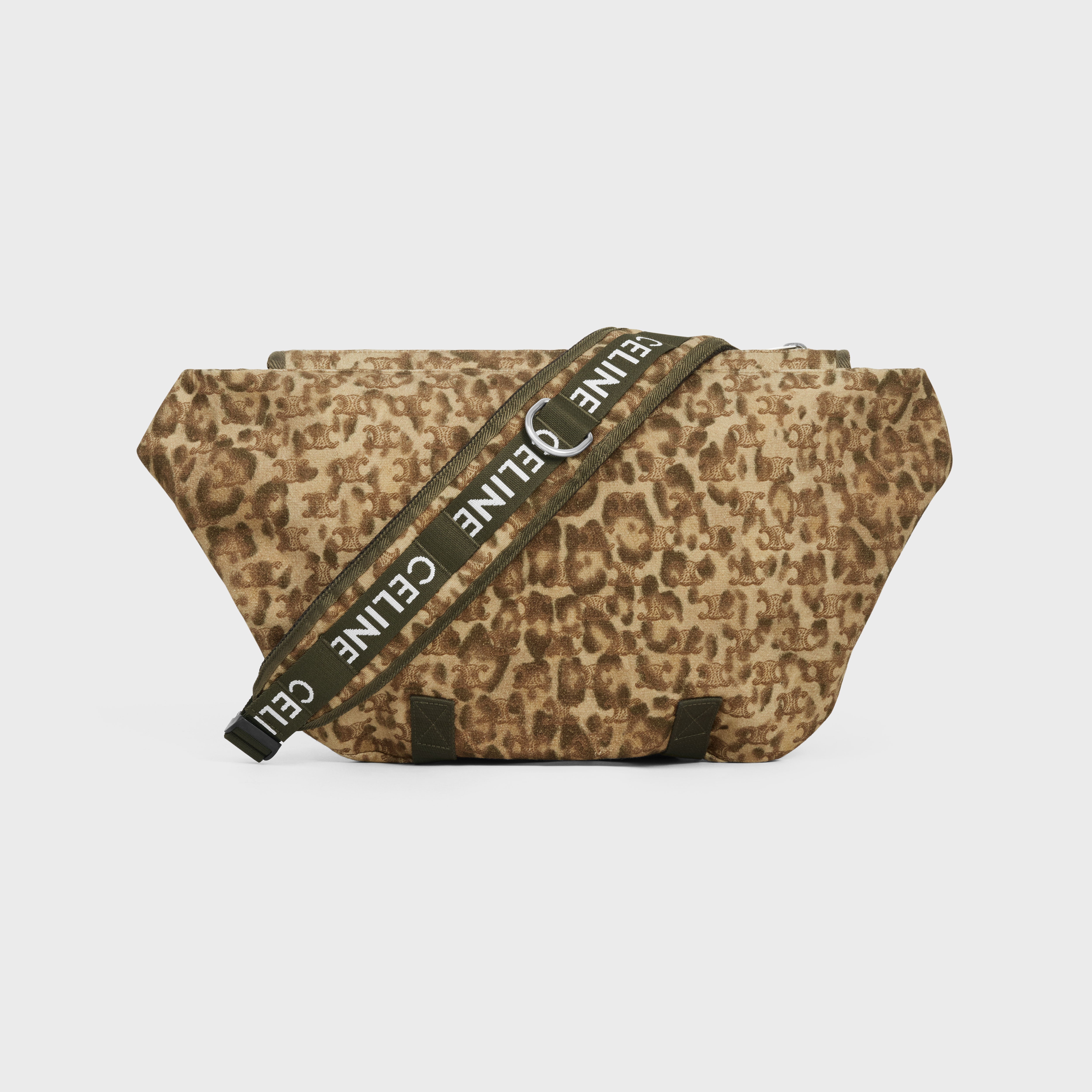 MEDIUM MESSENGER TREKKING in Textile with triomphe leopard print and Celine print - 3