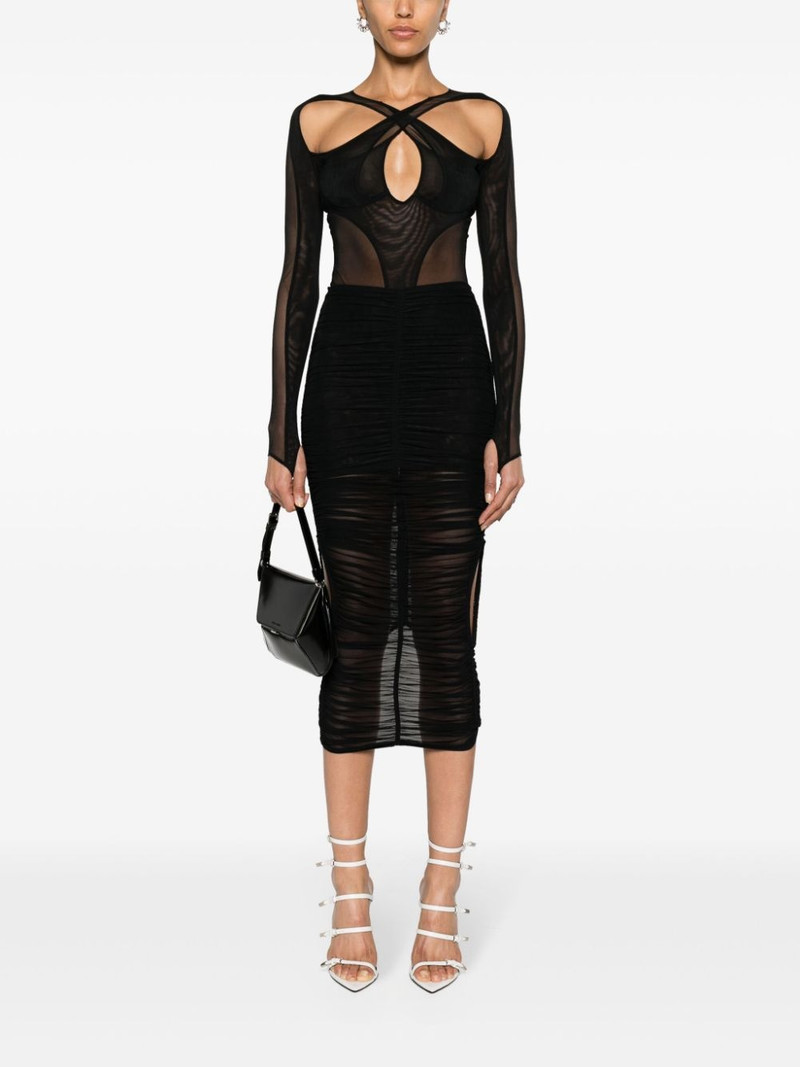 MUGLER draped mesh midi skirt outlook