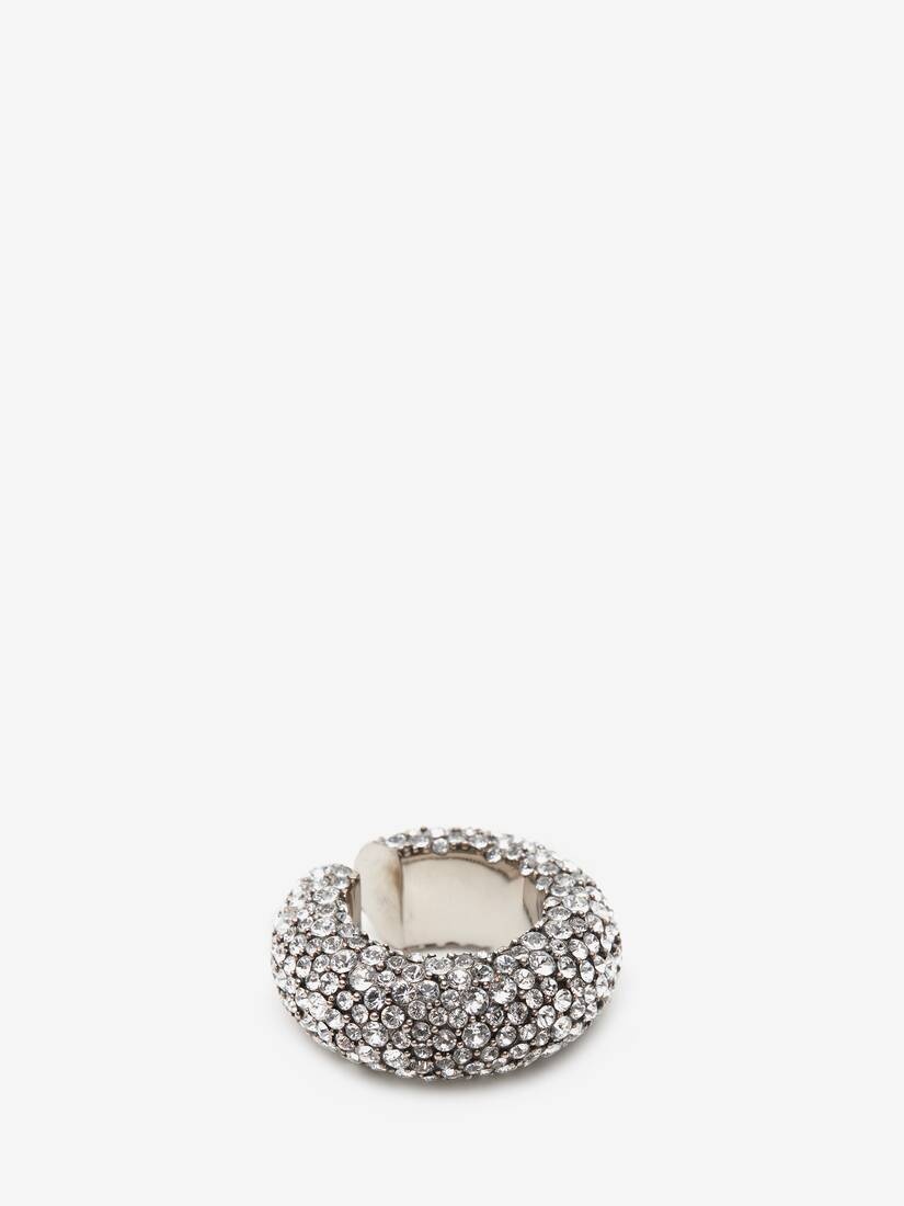 Women's Pave Chunky Single Hoop Ear Cuff in Antique Silver - 2