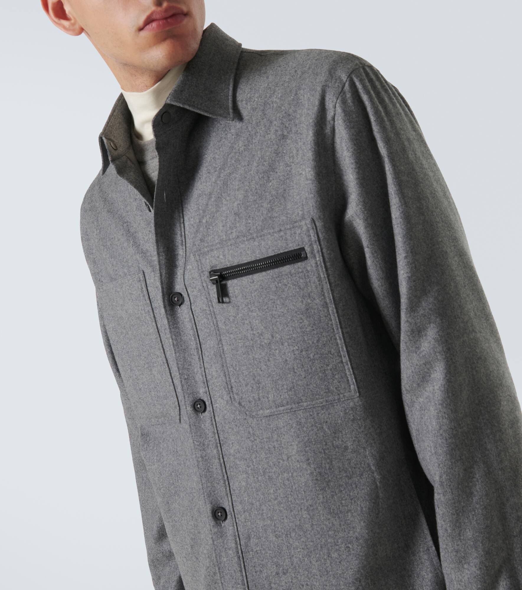Padded wool mélange overshirt - 5