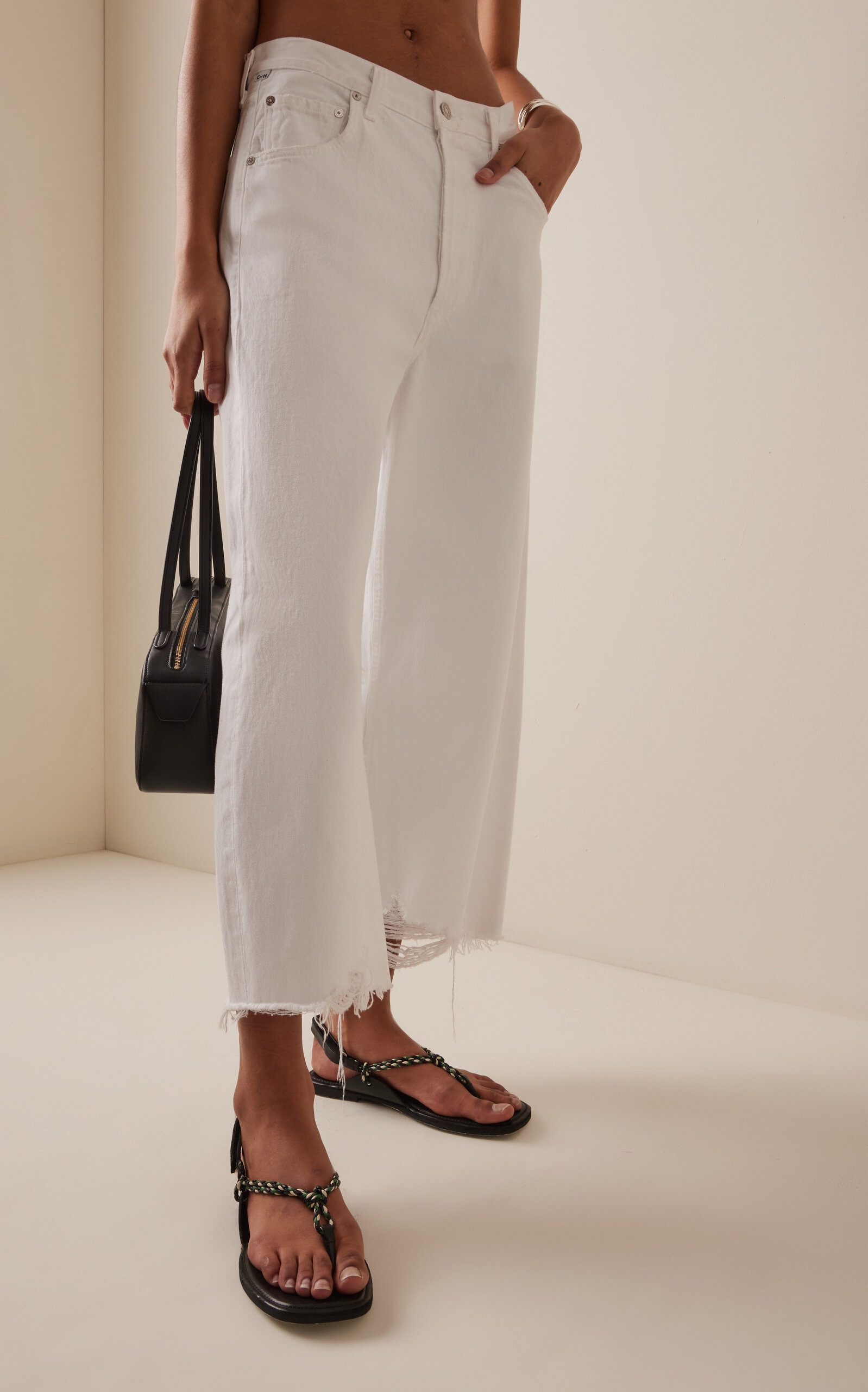 Ayla Raw-Hem Cropped Wide-Leg Jeans white - 3