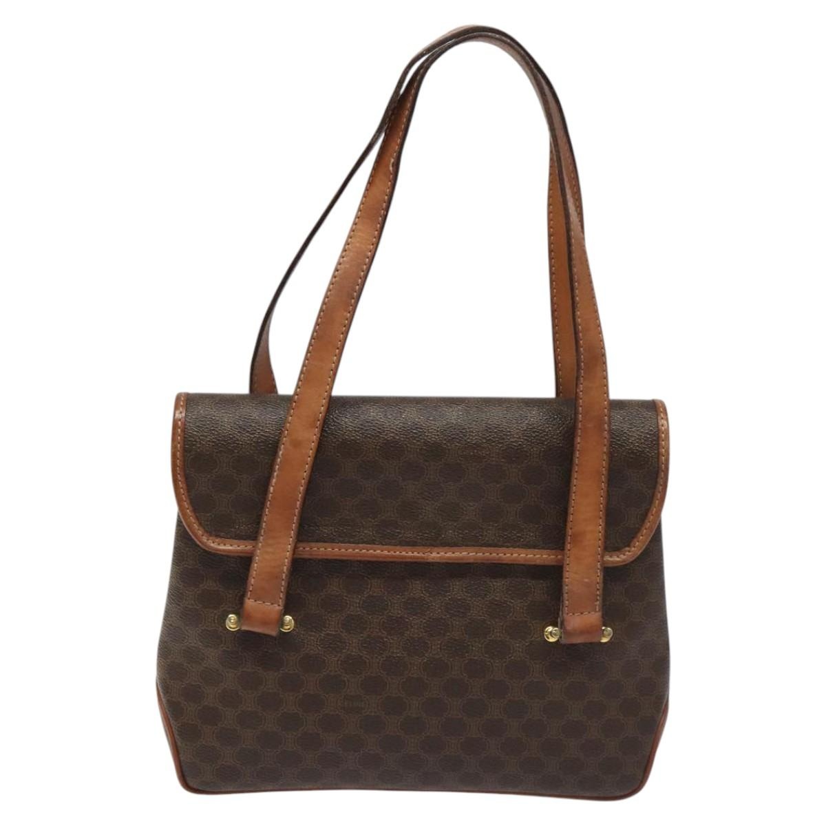 CELINE Macadam Canvas Hand Bag Pvc Leather Brown - 3