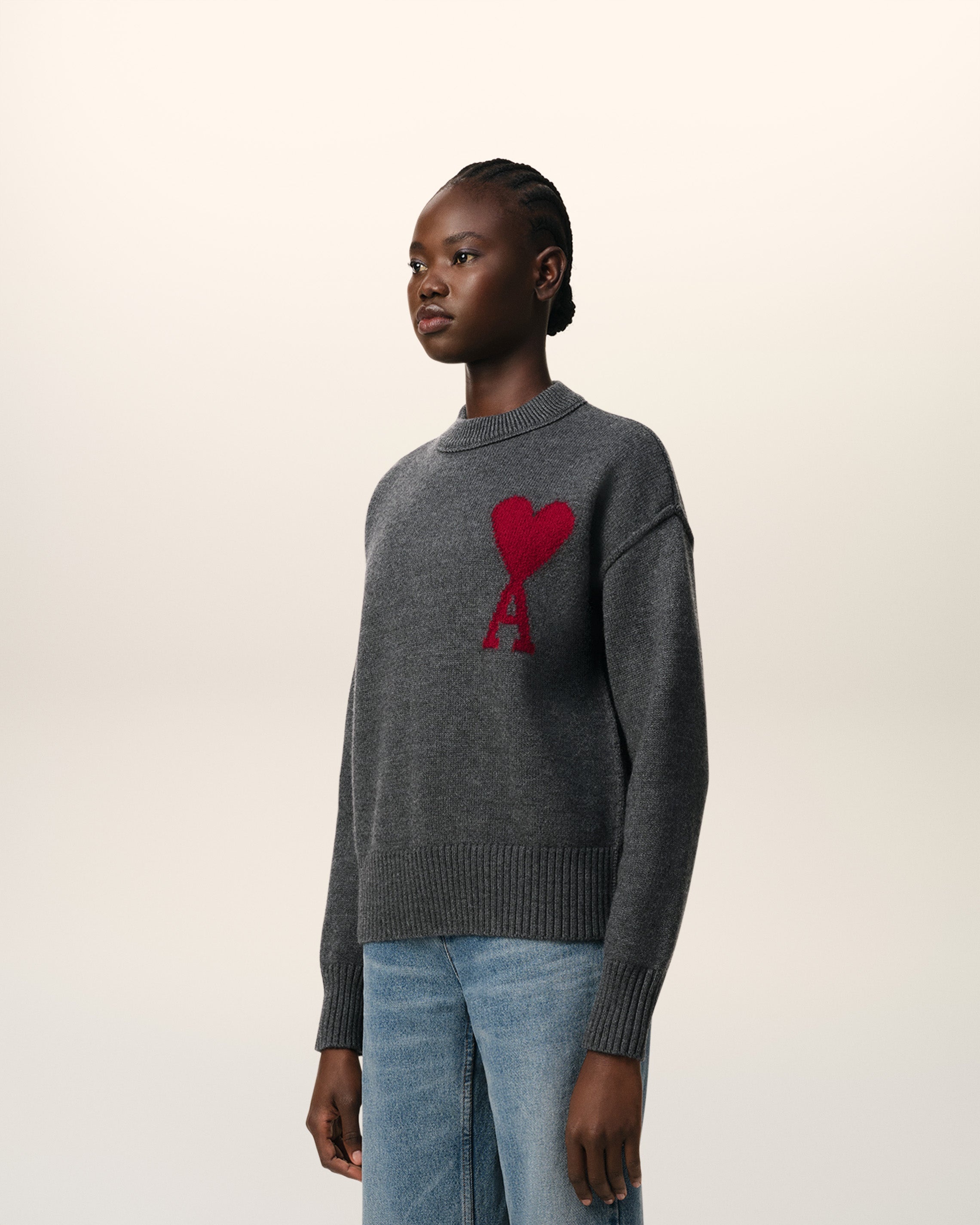 GREY WOOL AMI DE COEUR SWEATER - 6