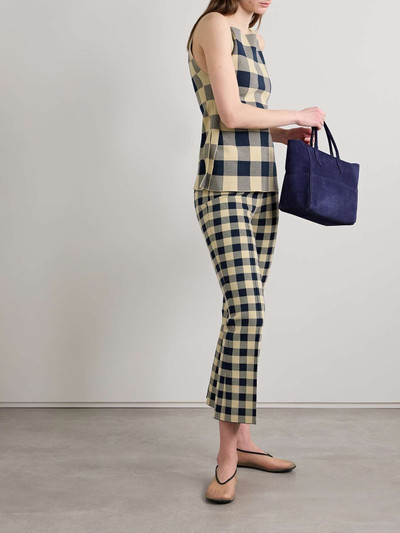 HIGH SPORT Kick cropped checked stretch-cotton flared pants outlook