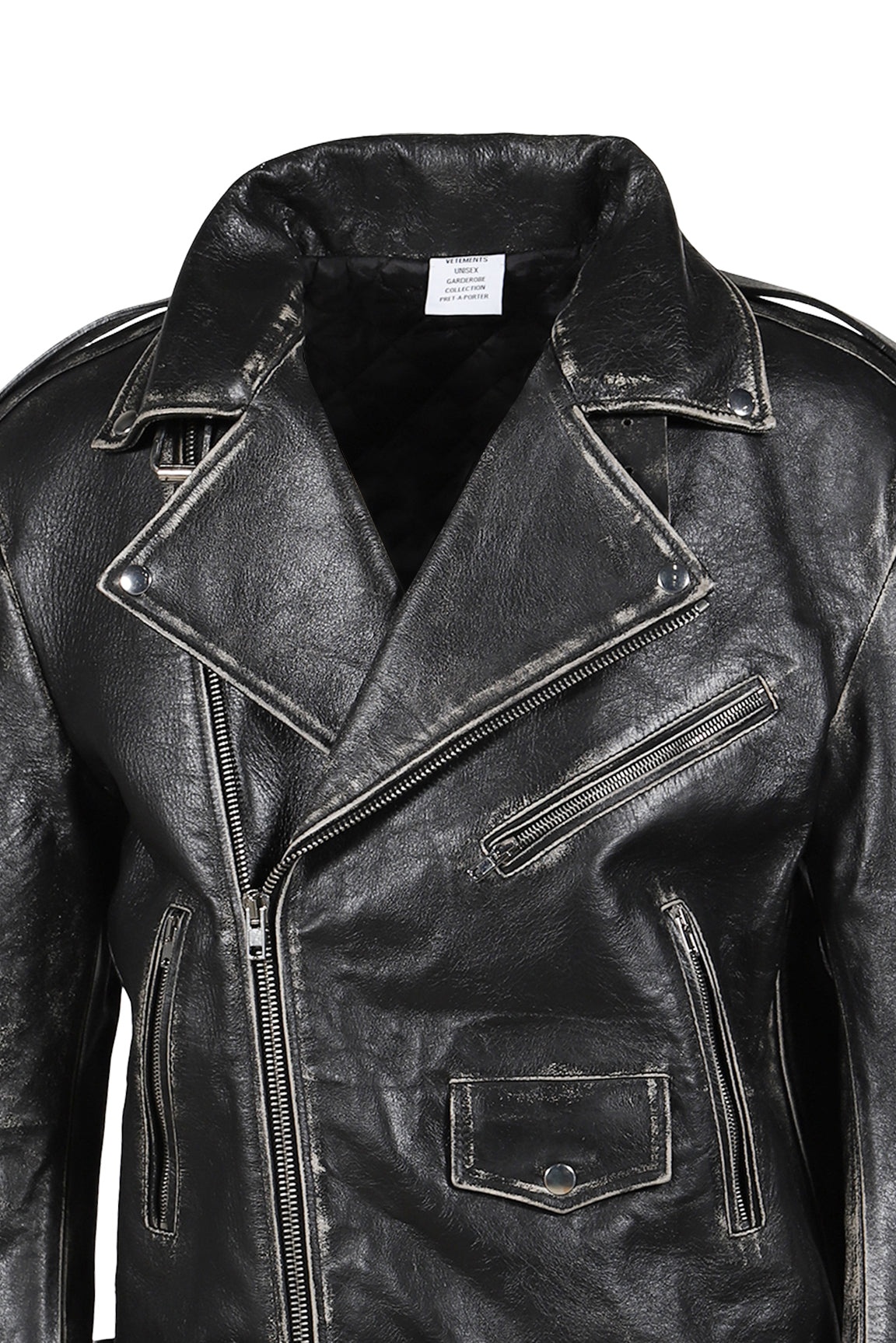 DISTRESSED BONDAGE BIKER JACEKT / BLK - 8