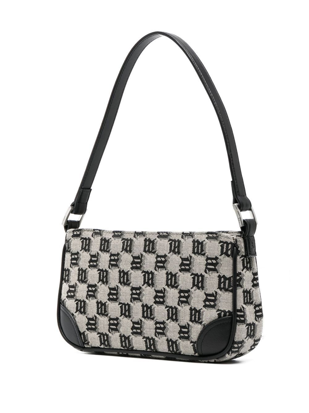 logo-jacquard leather shoulder bag - 3