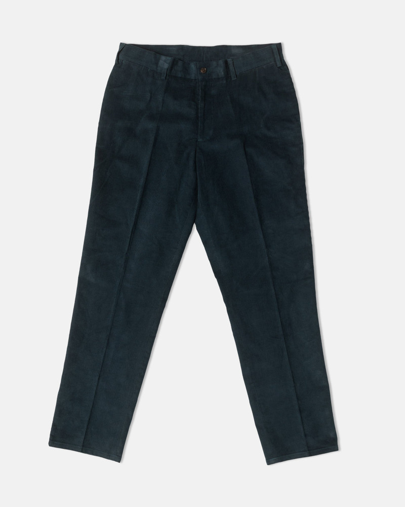 SOLID NAVY NARROW WALE CORDUROY TROUSER 1