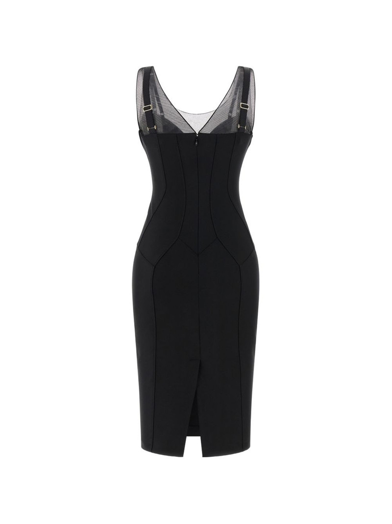 ELISABETTA FRANCHI tulle-insert midi dress outlook