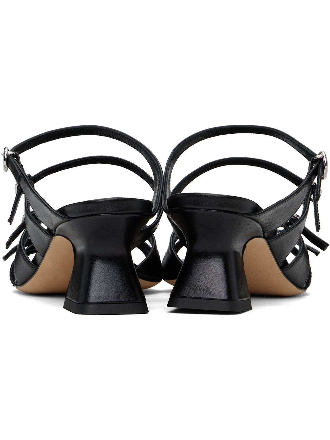 Black Eanna Nappa Leather Heeled Sandals - 2