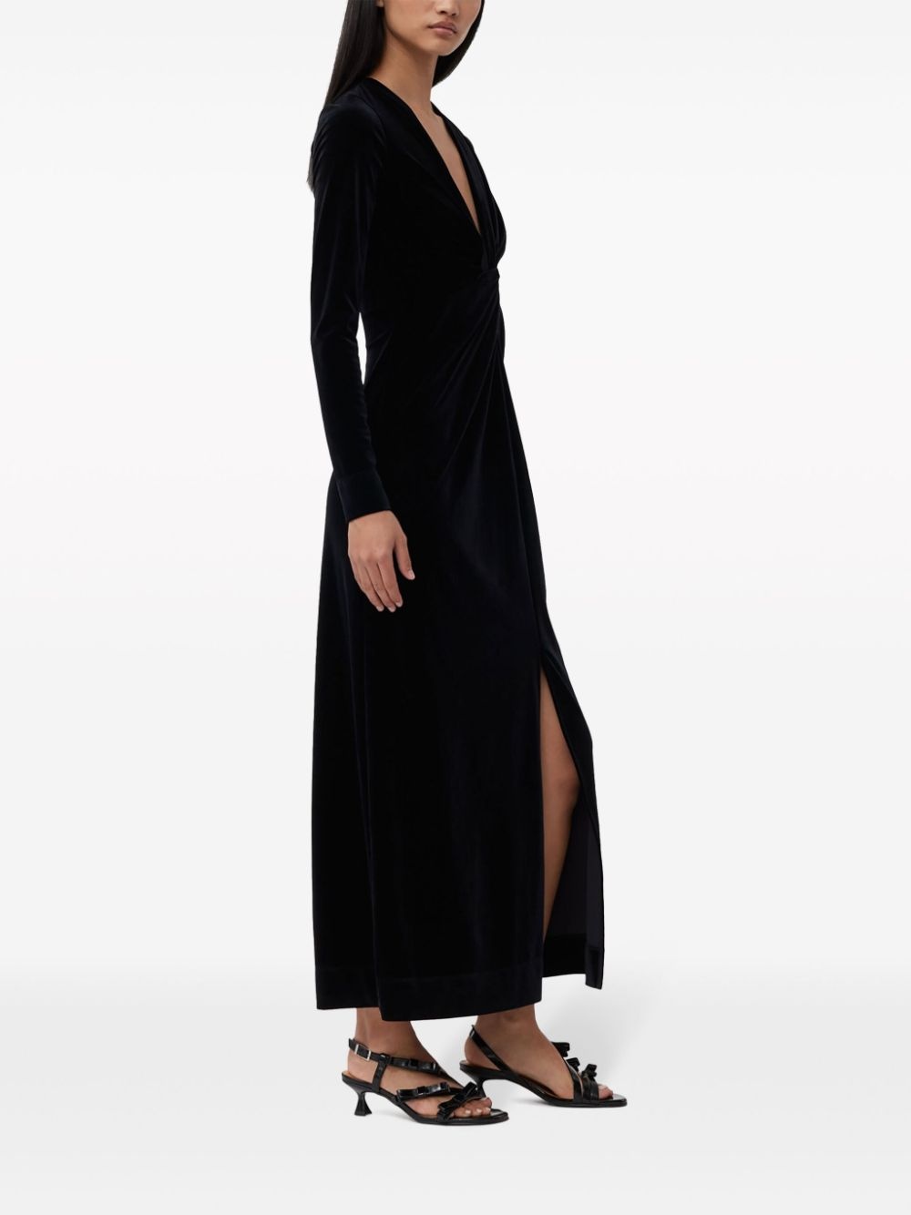 ruched velvet maxi dress - 3