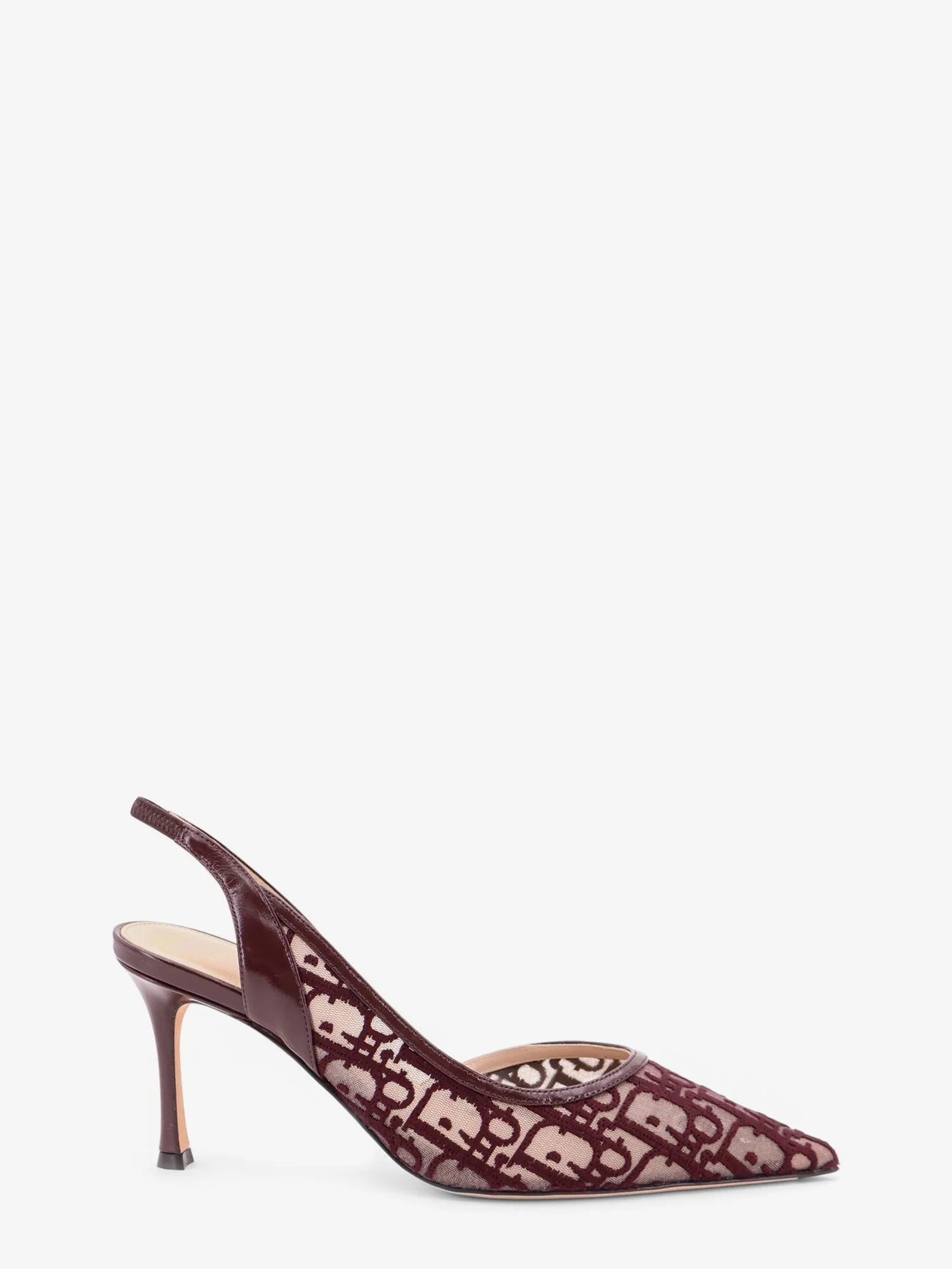 Dior Adiorable Slingback Mesh Pumps Burgundy Embroidery - 1