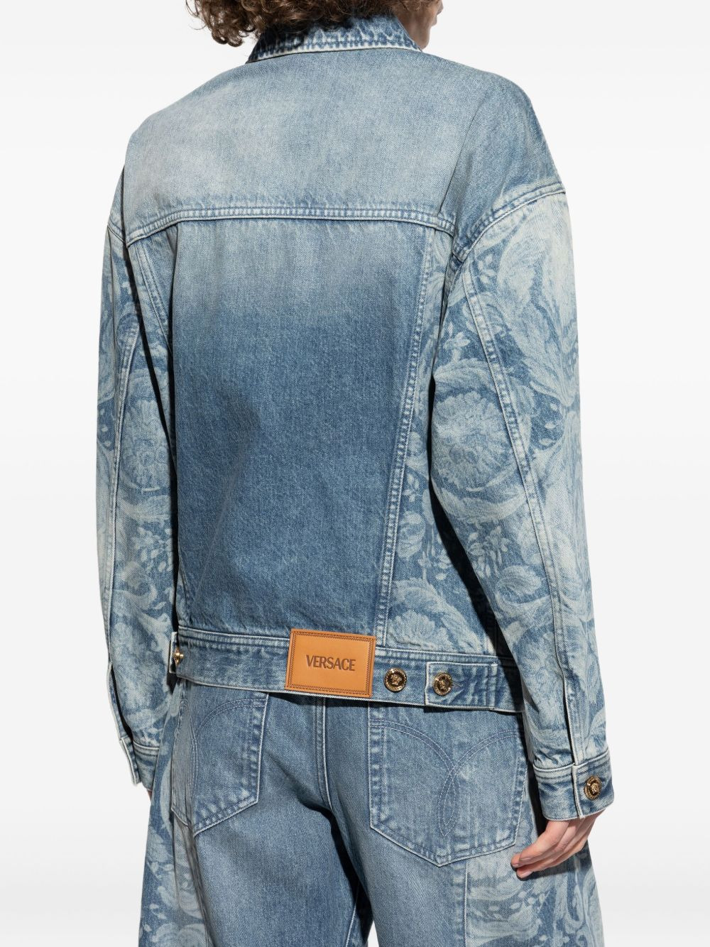 floral-print denim jacket - 4