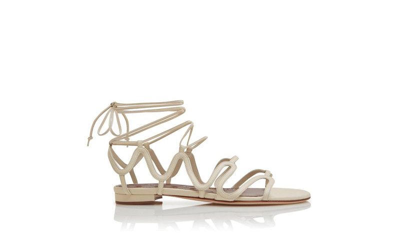 Light Cream Nappa Leather Flat Sandals 1