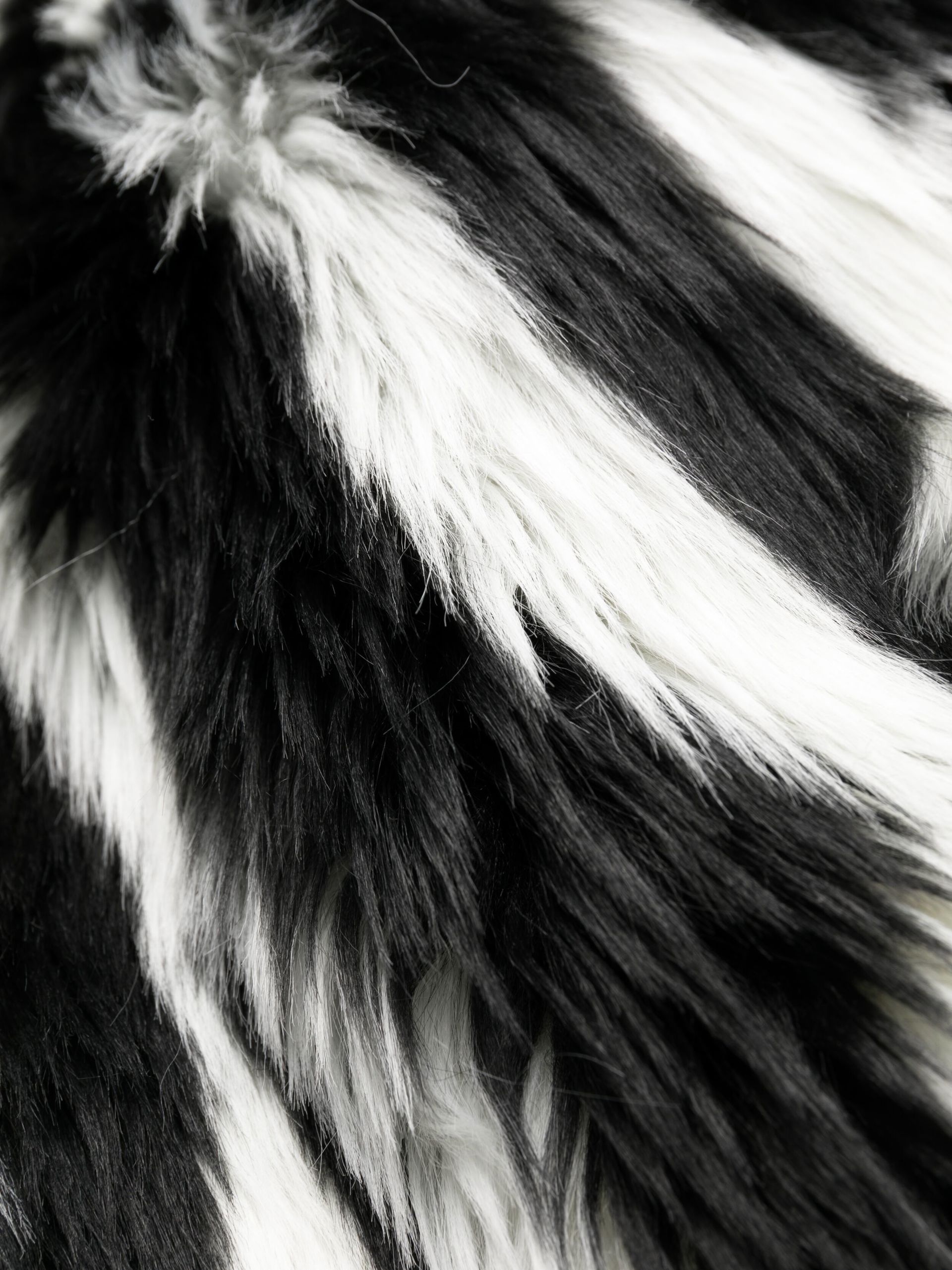 Black And White Zebra Print Faux Fur Coat - 5