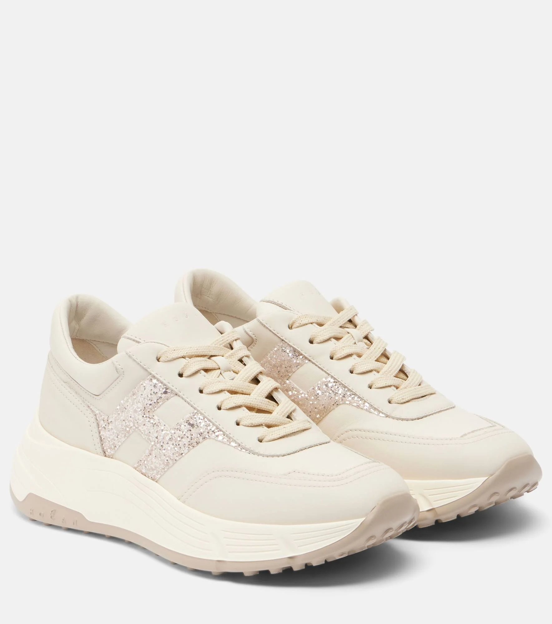 H669 glitter leather sneakers - 1