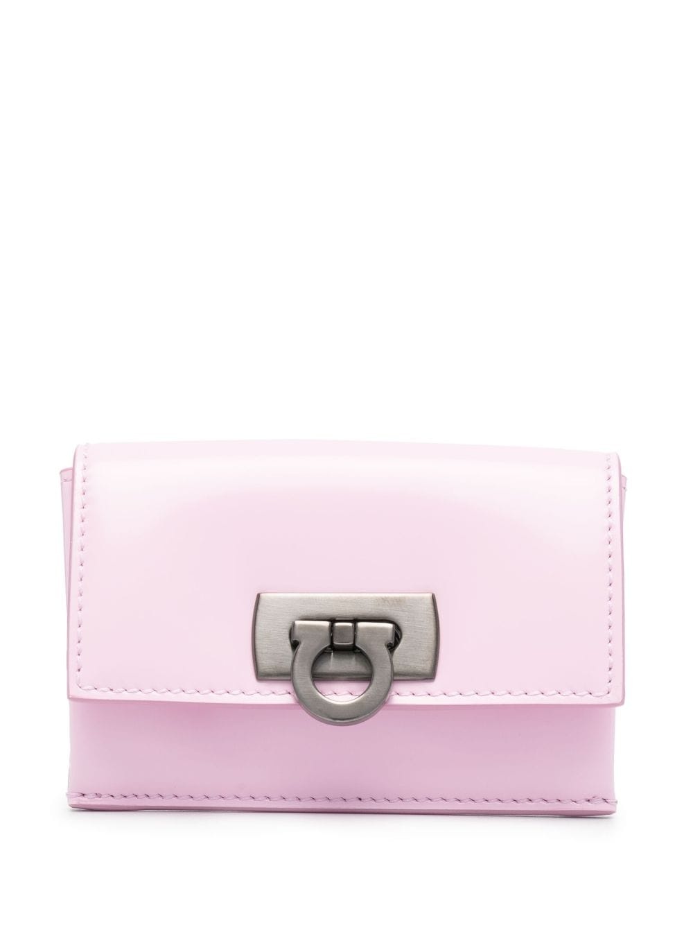 logo-fastening leather purse - 1