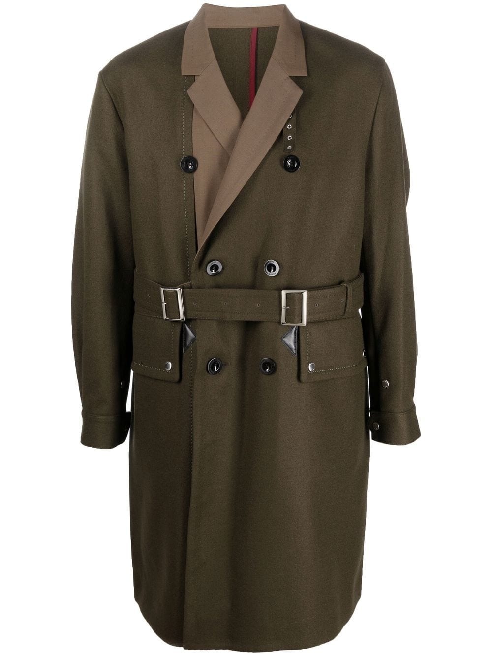 Melton double-breasted wool coat - 1