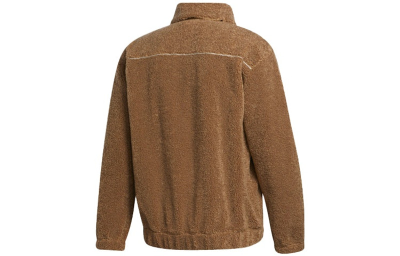 adidas adidas originals Embroidered Logo lapel lamb's wool Sports Jacket Yellow GD3535 outlook