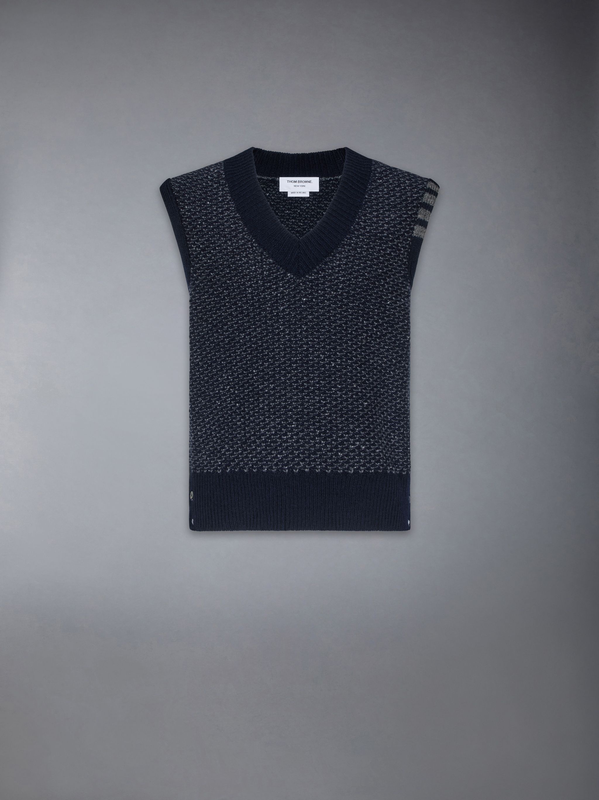 Mohair Tweed 4-Bar V Neck Vest - 6