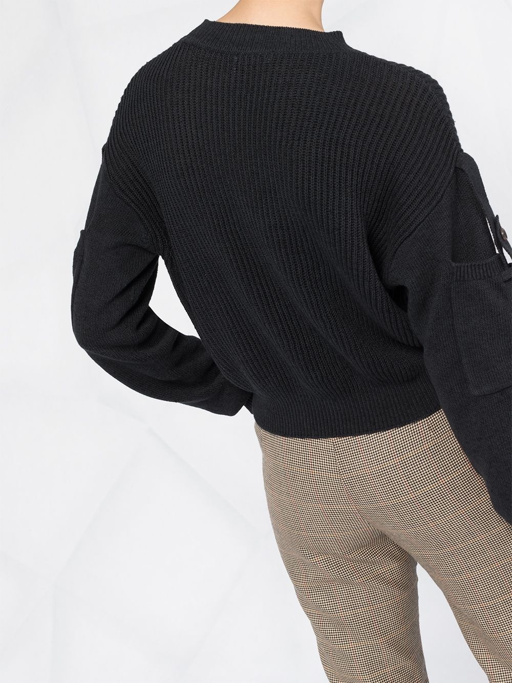 sleeve pocket ribbed jumper - 3