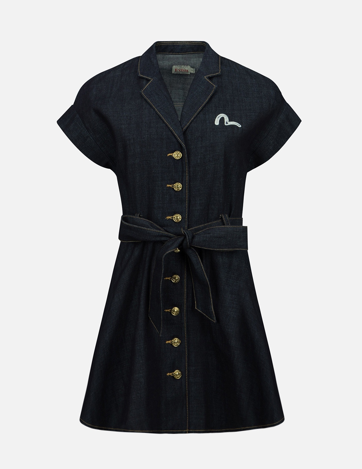 SEAGULL EMBROIDERY DENIM SHIRT DRESS - 1