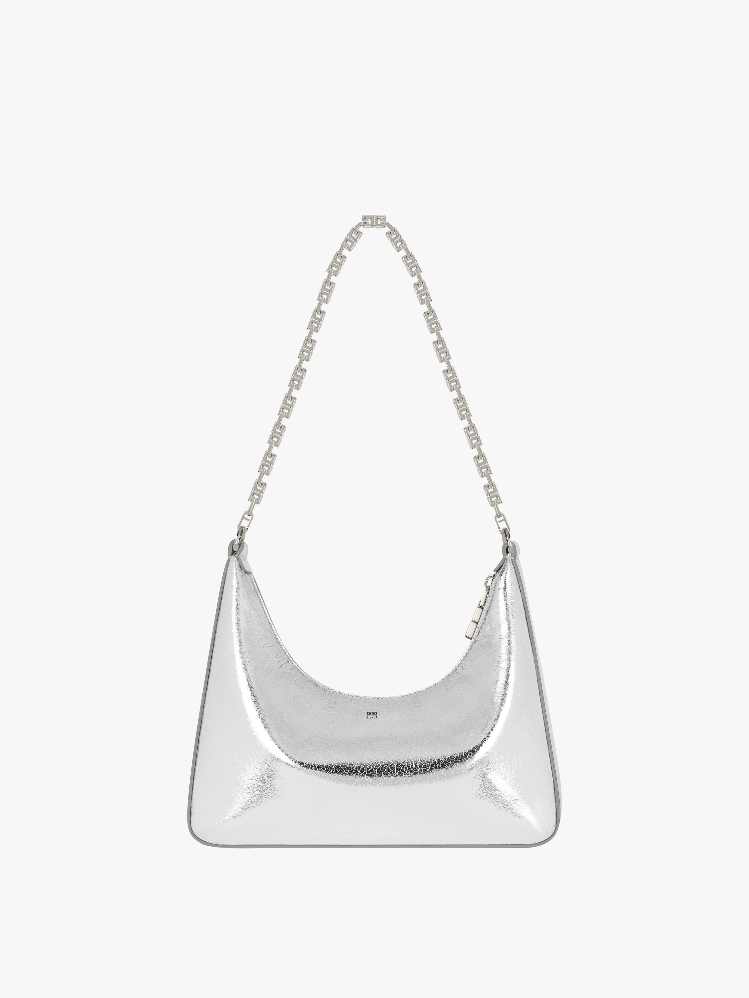 SMALL MOON CUT OUT BAG IN METALLIZED LEATHER WITH CHAIN - 4