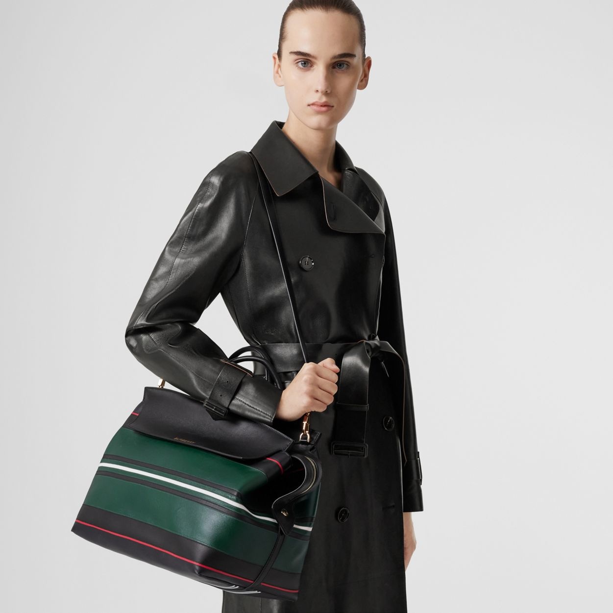 Stripe Detail Leather Large Catherine Bag - 3