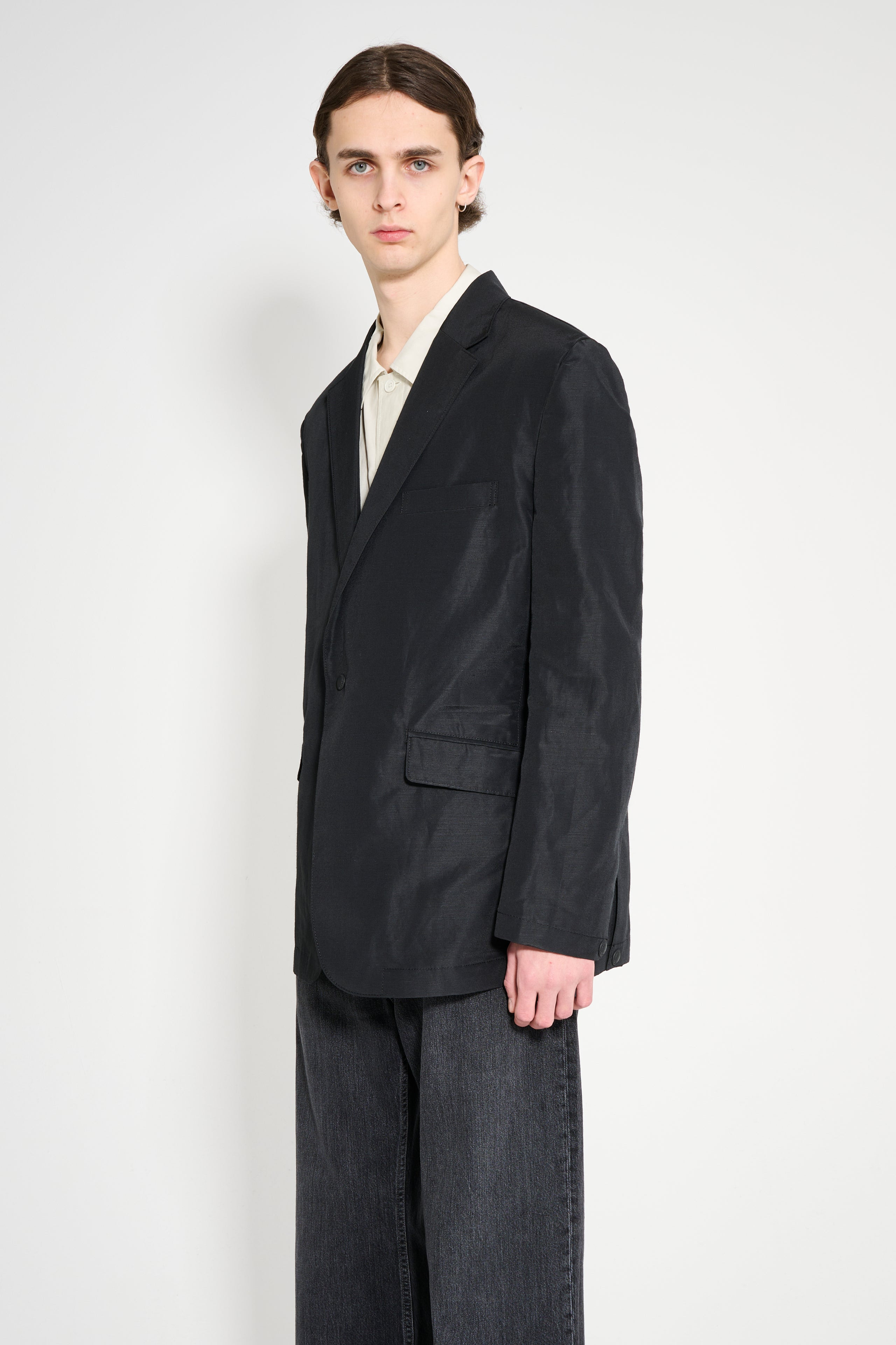 COMME DES GARÇONS HOMME POLYESTER LINEN JACKET BLACK - 2