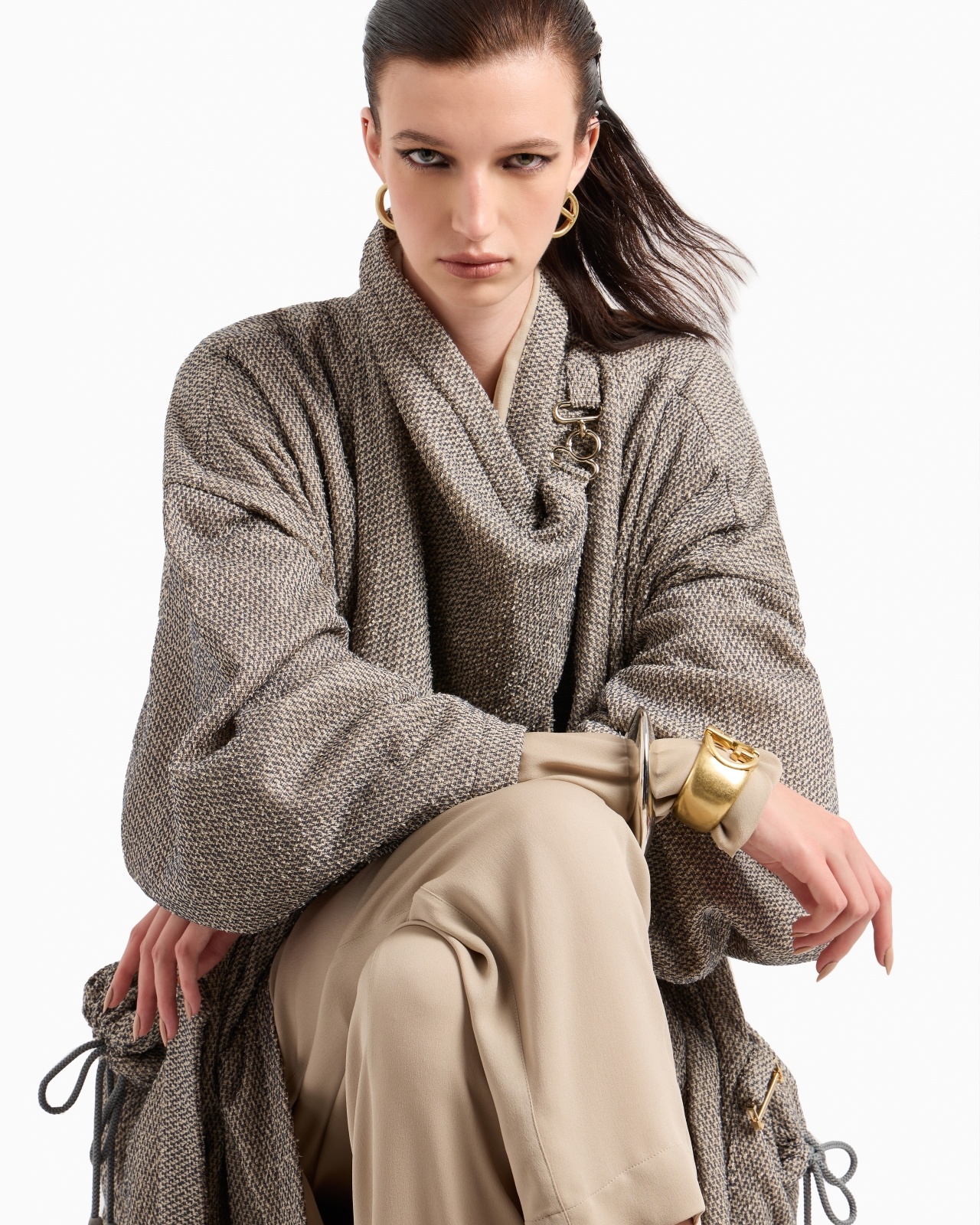 TWO-TONE COTTON JERSEY COAT - 6
