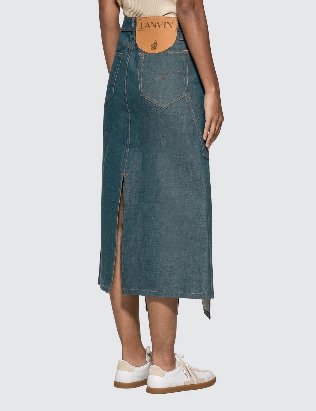 Slit Midi Denim Skirt - 3