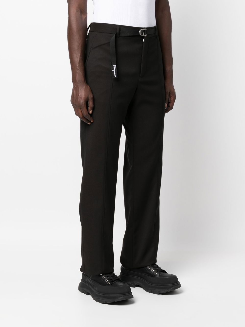 straight-leg belted trousers - 3
