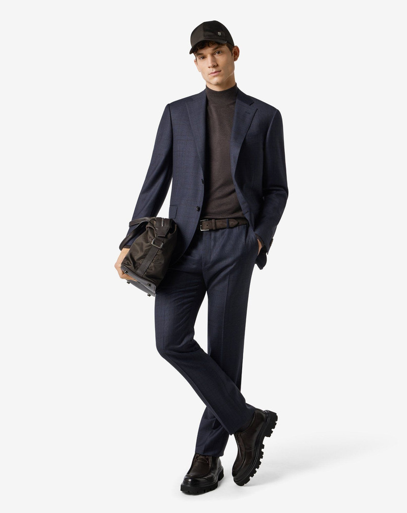 CORNELIANI Blue glen plaid wool suit outlook