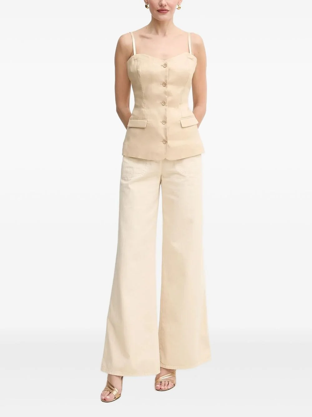 button-front linen-blend top - 1