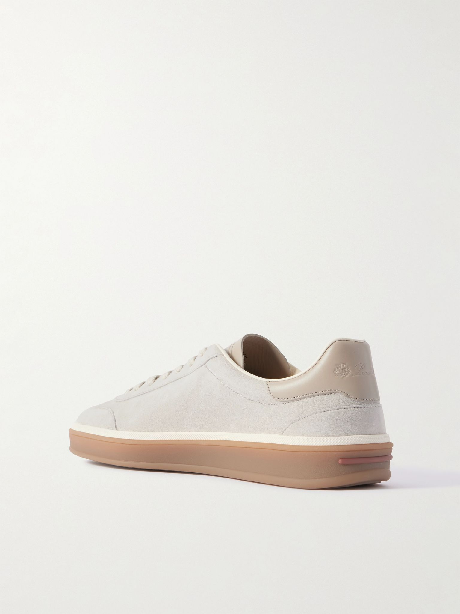 Tennis Walk Leather-Trimmed Suede Sneakers Gray - 4