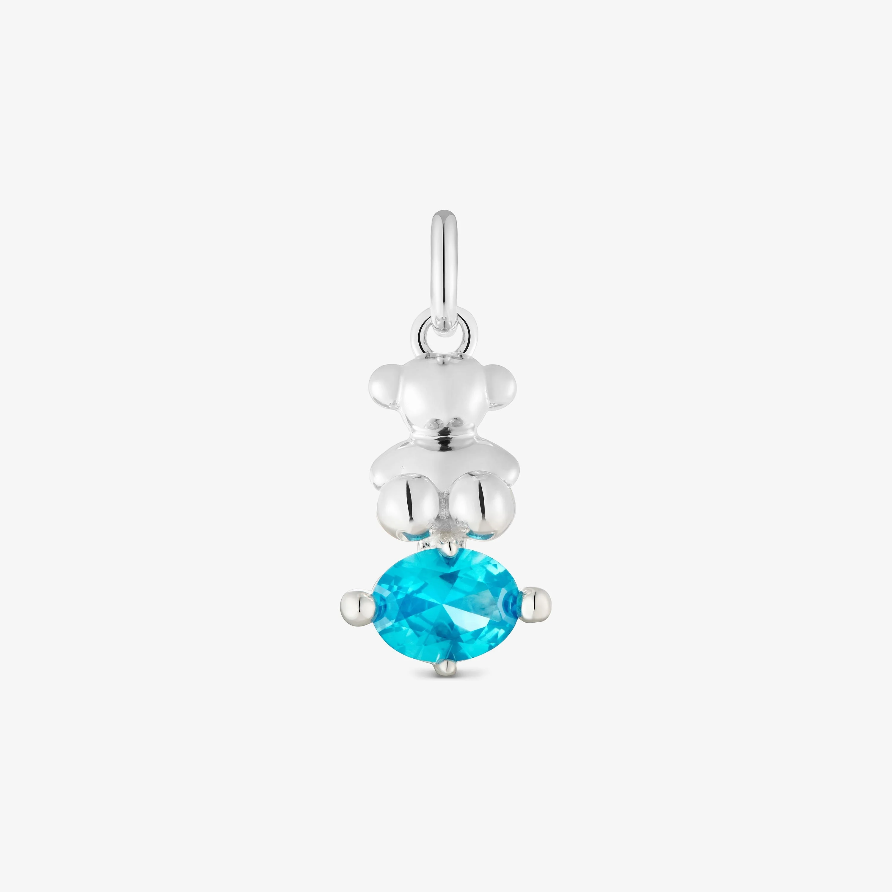 Small silver bear motif Pendant with lab-grown blue sapphire Bold Bear LGG - 1