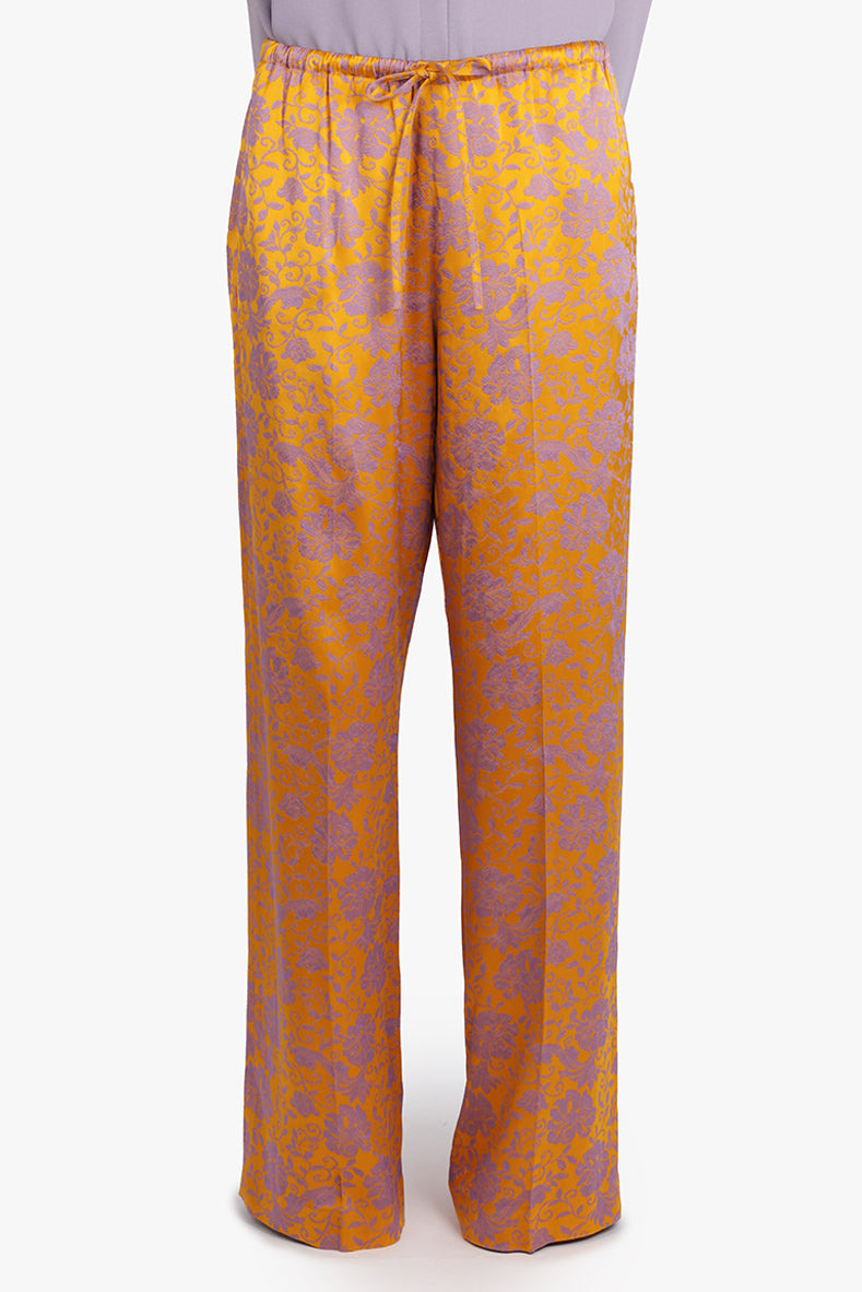 PUVIS FLORAL JACQUARD DRAWSTRING PANT | MANDARIN/LILAC - 5