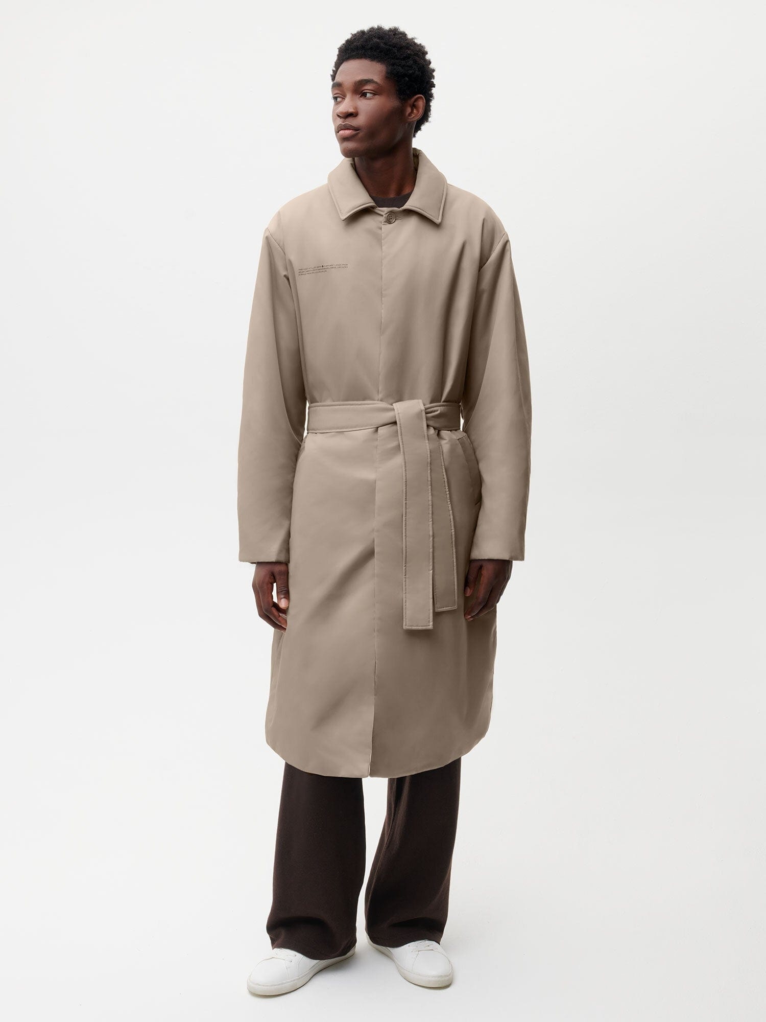 Mens Flower-Warmth Trench Coat - Taupe - 2