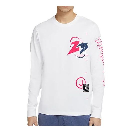 Air Jordan 23 Air Printing Casual Sports Round Neck Long Sleeves White CT3662-100 - 1