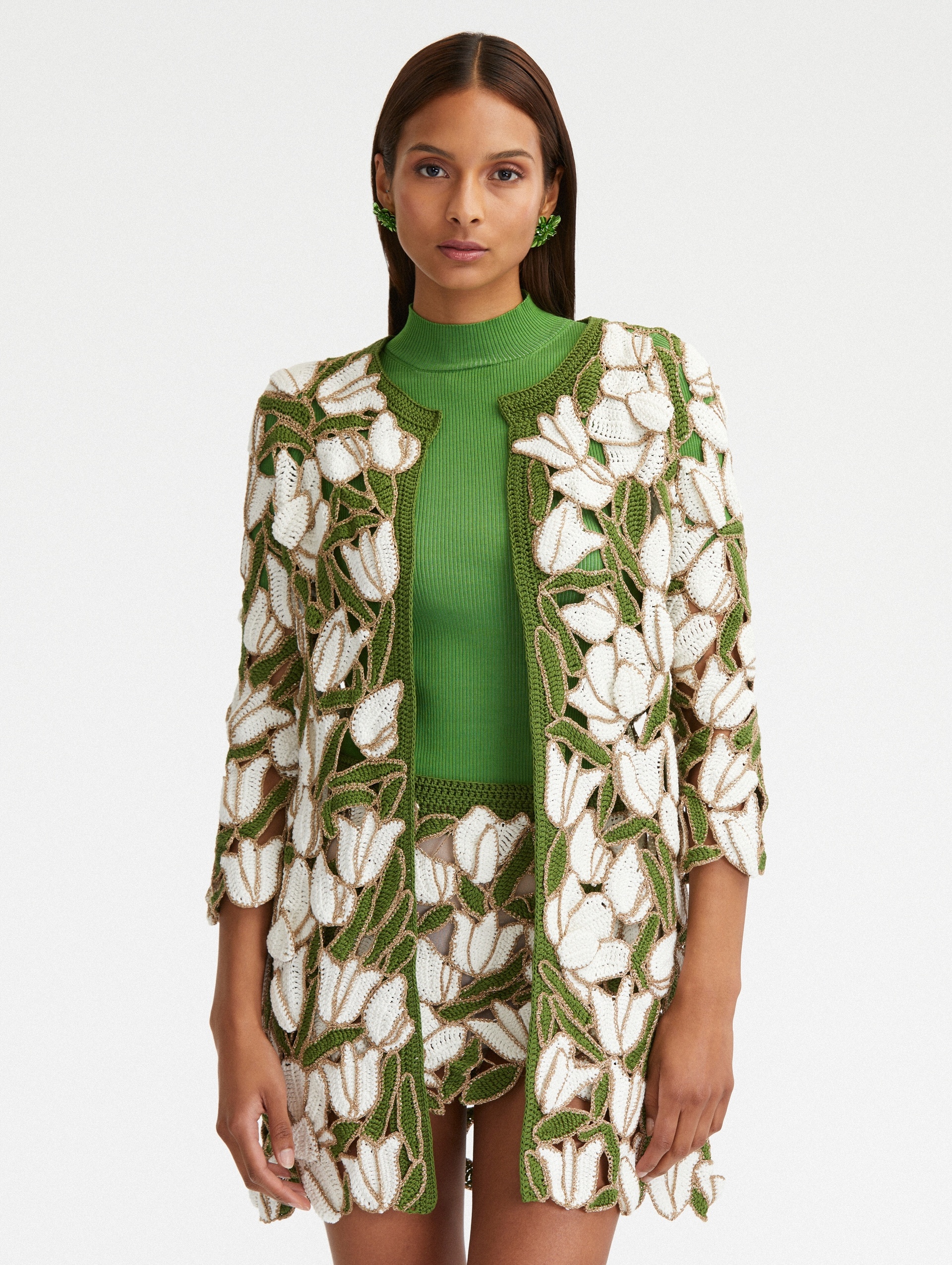 TULIP & LEAVES CROCHET COAT - 2